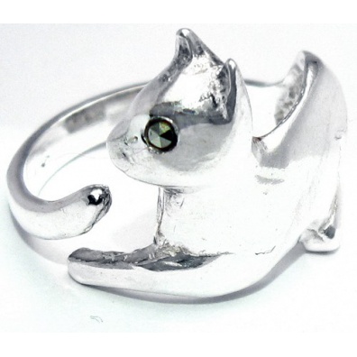 Zilveren ring Trotse kat