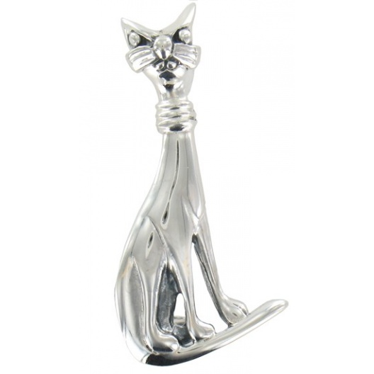 Silver cat brooch - Are you talking to me?