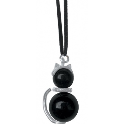 Gelukskatje onyx met zilver