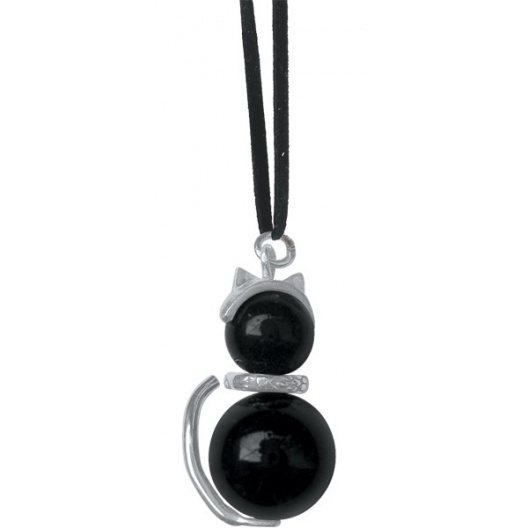 Gelukskatje onyx met zilver